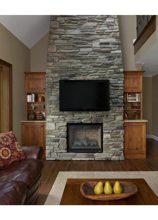 Rustic Fireplace Construction by KSI Kitchen and Bath Brighton, MI