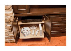 Storage for Entertainment Equipment in Cabinet