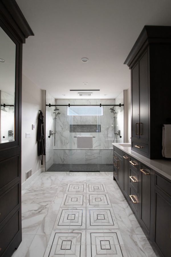 Kelsey Powell - master bath featuring Dura Supreme cabinetry in Reese door style with Smoke finish